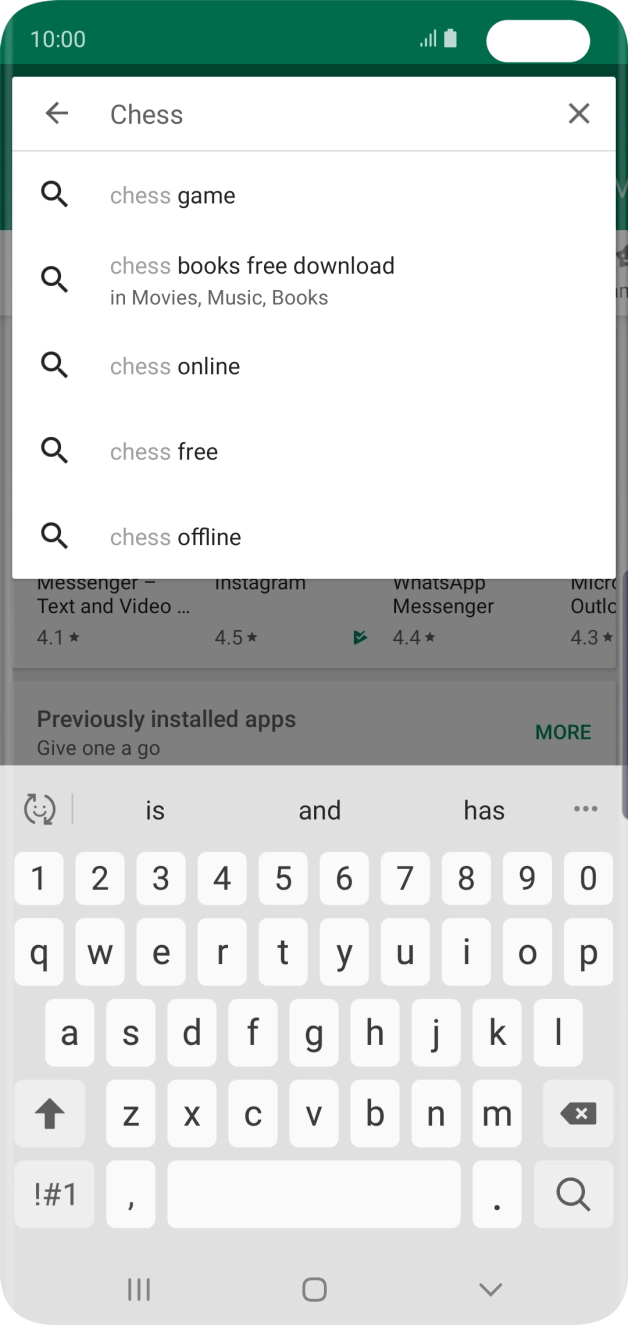Key in the name or subject of the required app and press the search icon.