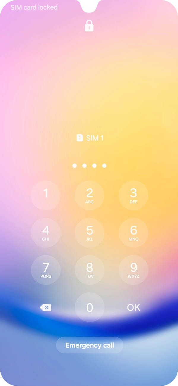 Key in your SIM PIN and press OK. The default SIM PIN is 0000.