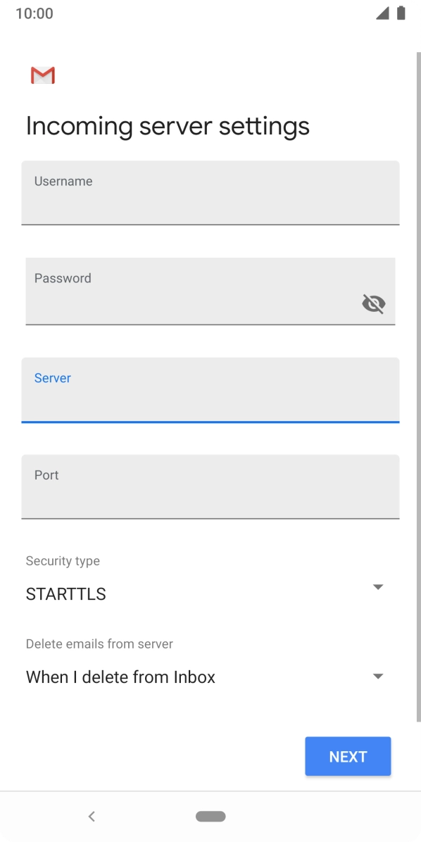 Press the field below 'Port' and key in 110. Press the field below 'Port' and key in 110.