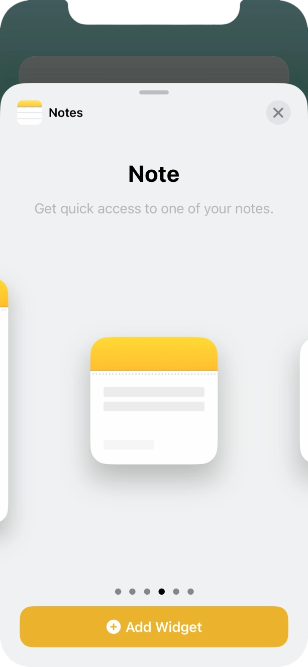 Slide your finger right or left on the screen to select the required widget size. Slide your finger right or left on the screen to select the required widget size.