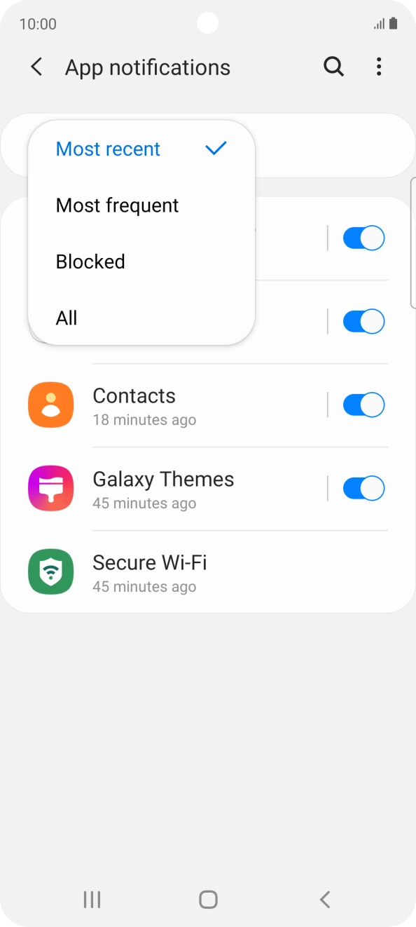 Press the required setting. Press the required setting.