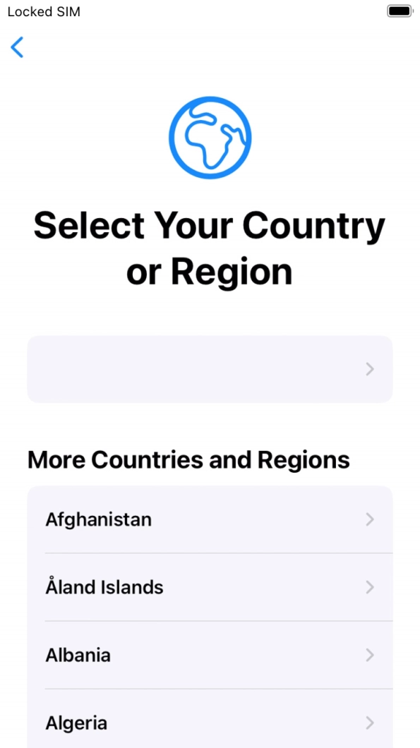 Press the required country or area.
