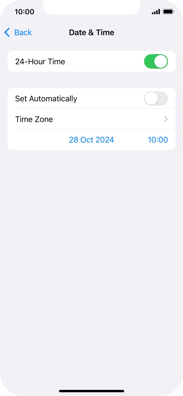 Press the indicator next to 'Set Automatically' to turn on the function.