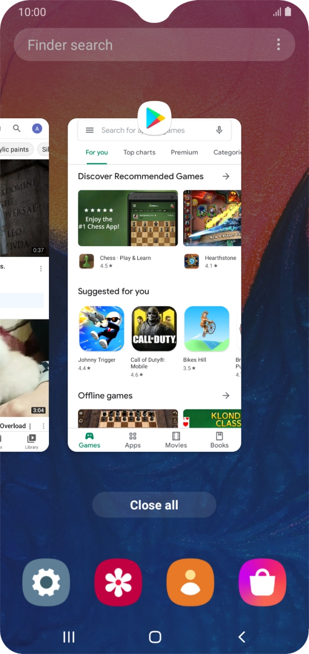 To end one running application, slide your finger upwards on the required application.