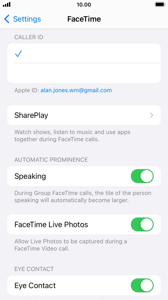 Press the required setting below 'CALLER ID'. Press the required setting below 'CALLER ID'.