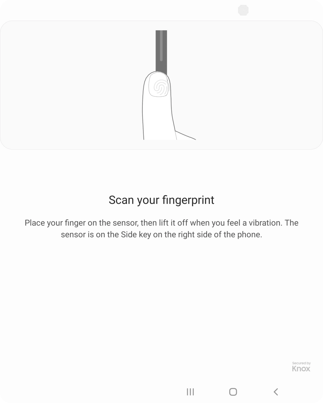 Follow the instructions on the screen to create the phone lock code using your fingerprint. Follow the instructions on the screen to create the phone lock code using your fingerprint.