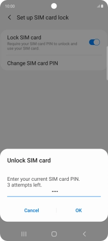Key in your SIM PIN and press OK. The default SIM PIN is 0000.