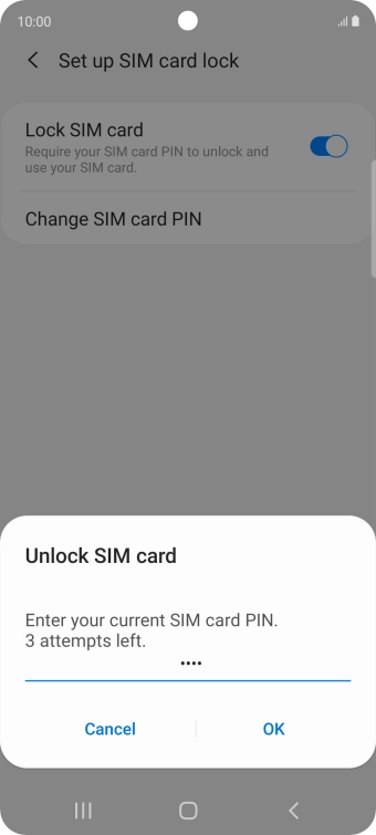 Key in your SIM PIN and press OK. The default SIM PIN is 0000.