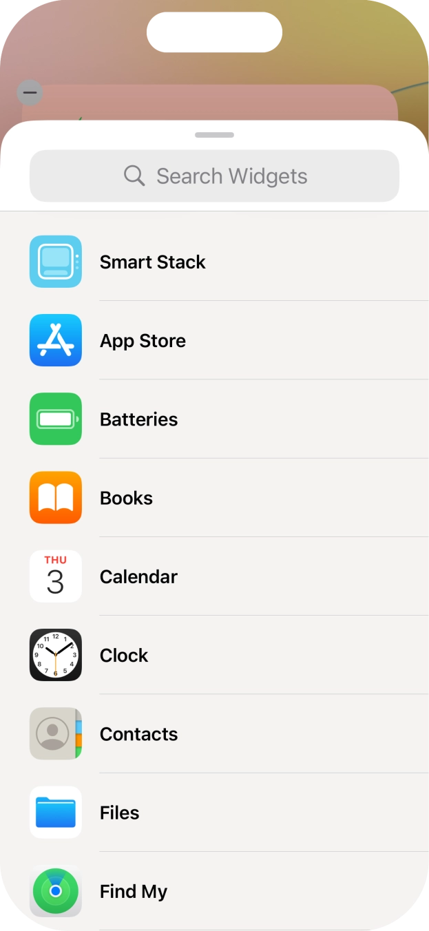 Press the required widget. Press the required widget.