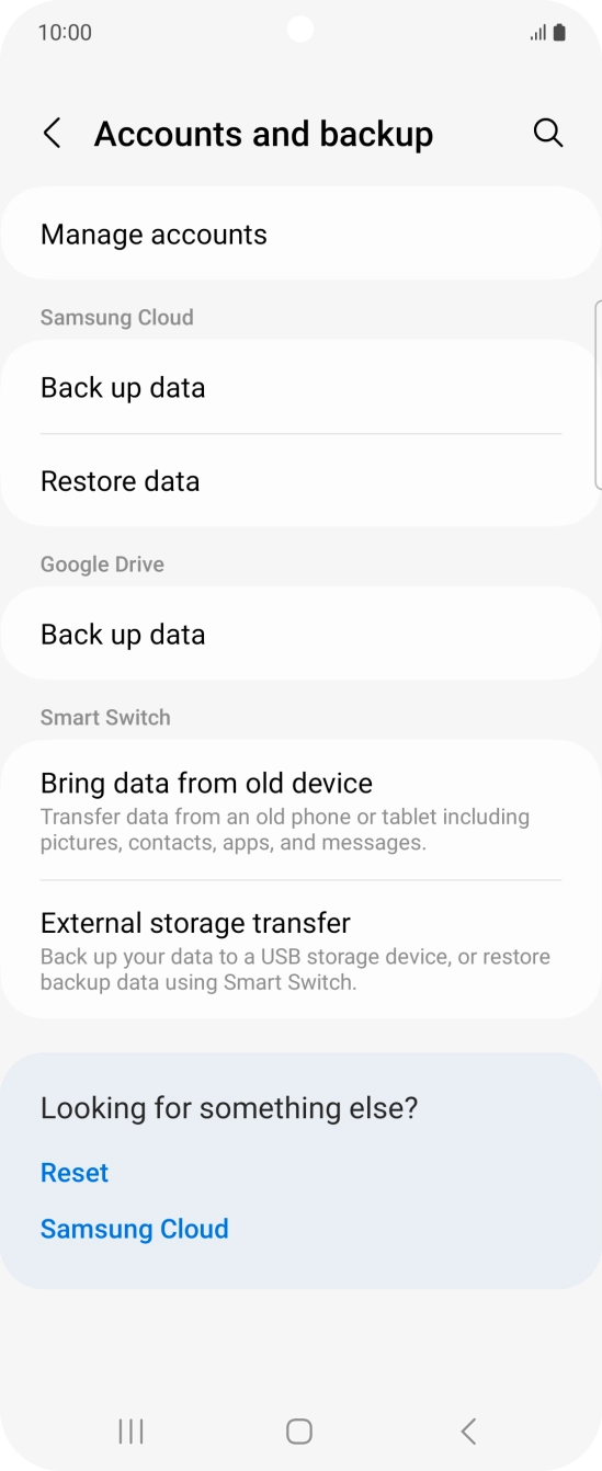 Press Manage accounts. Press Manage accounts.