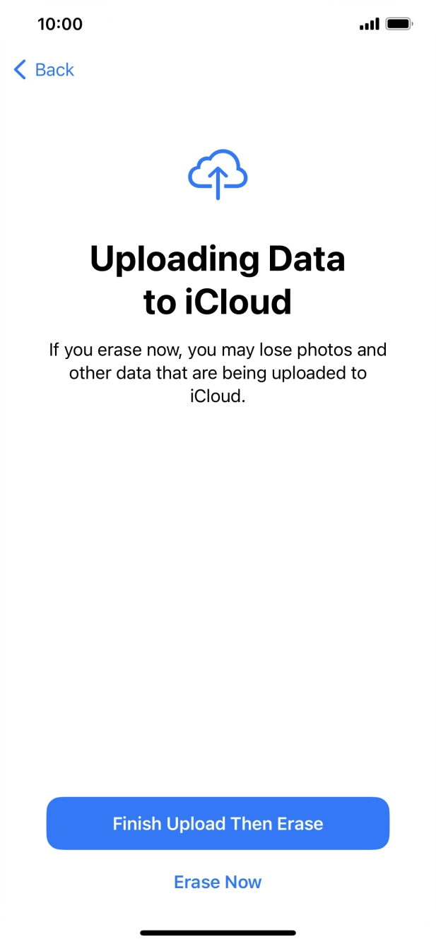 Press the required setting.