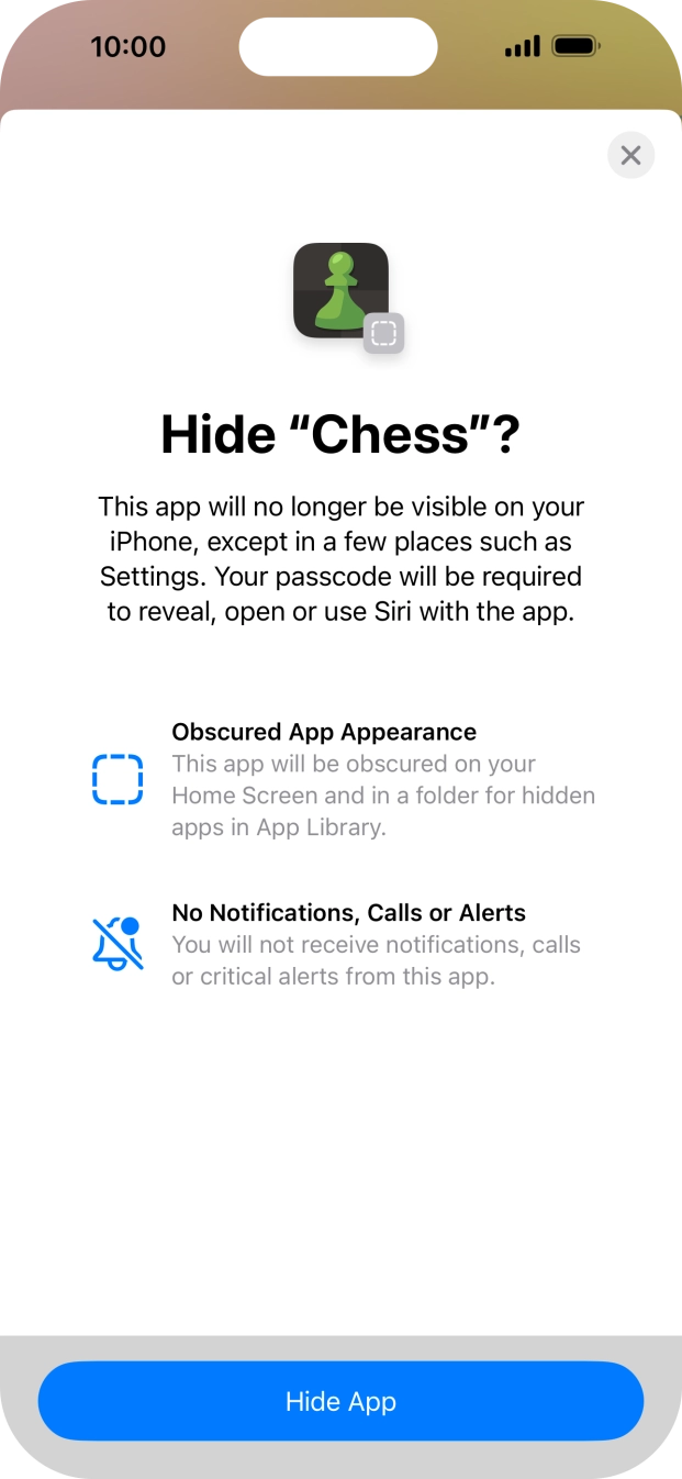 Press Hide App.