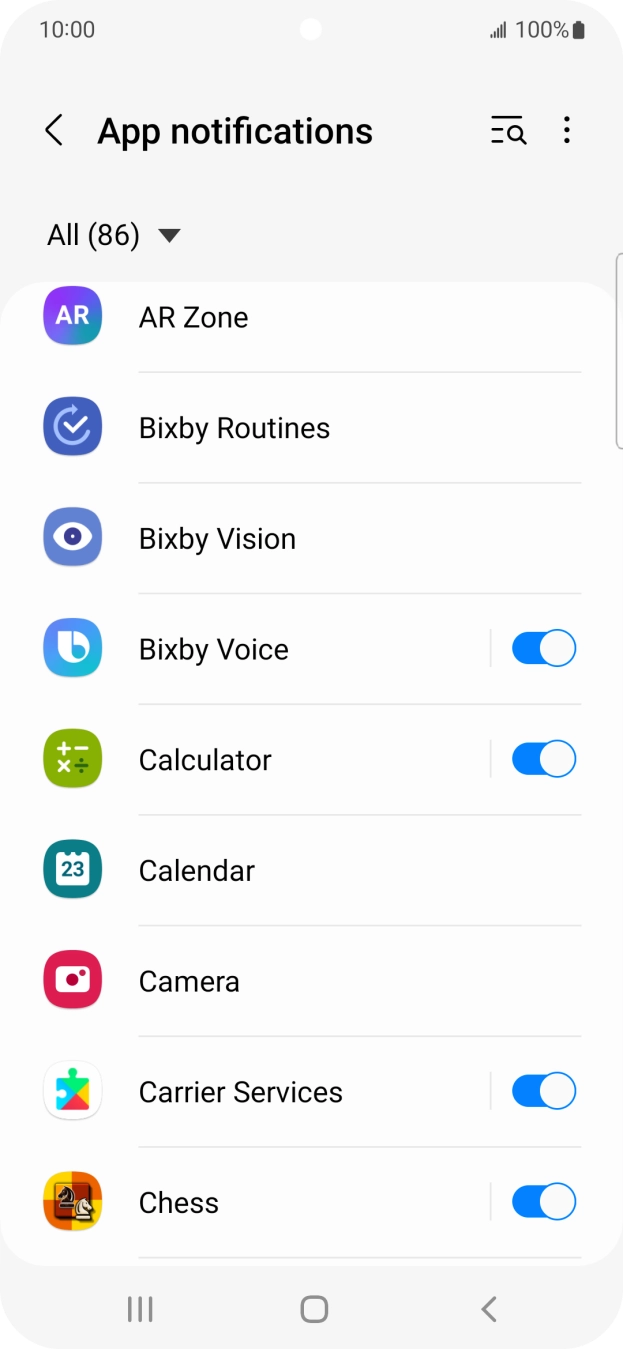 Press the indicators next to the required apps to turn the function on or off. Press the indicators next to the required apps to turn the function on or off.