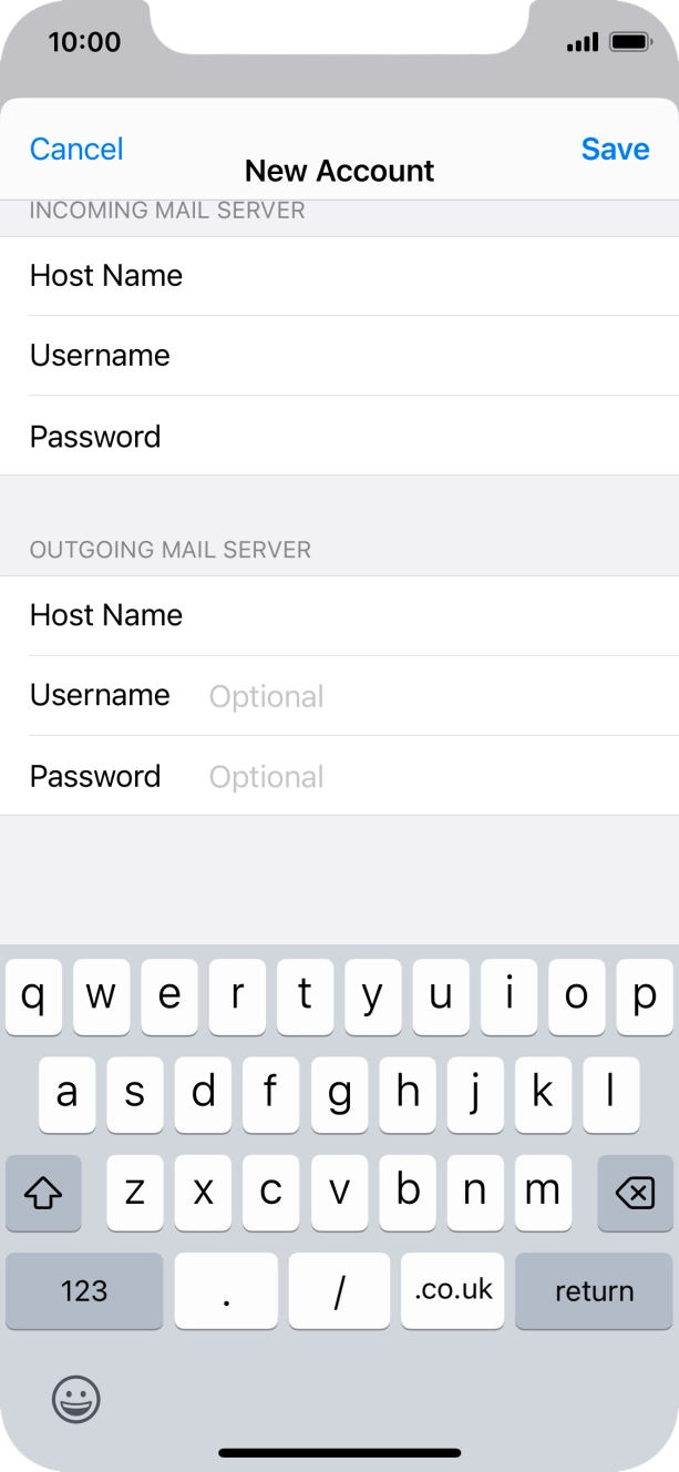 Press Username and key in the username for your email account. Press Username and key in the username for your email account.