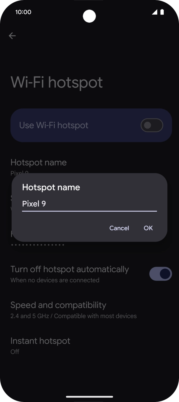 Key in the required WiFi hotspot name and press OK.