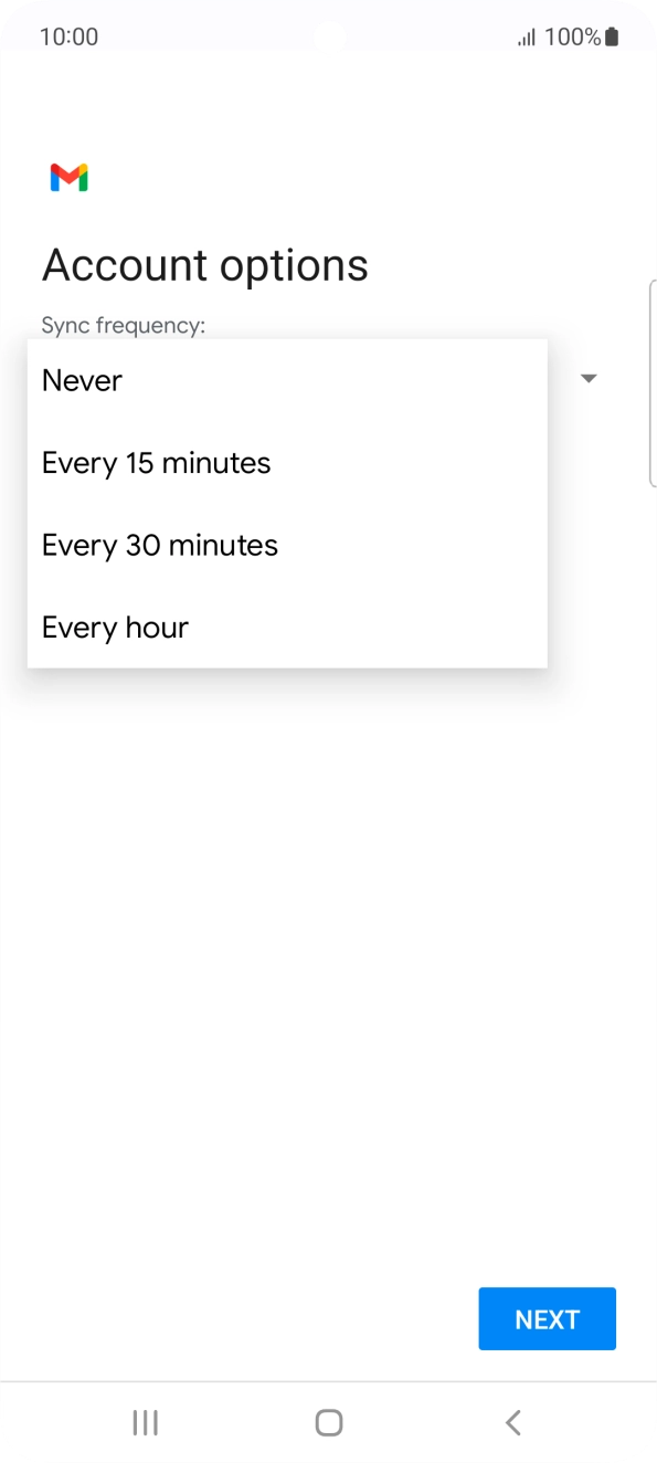 Press the required setting. Press the required setting.
