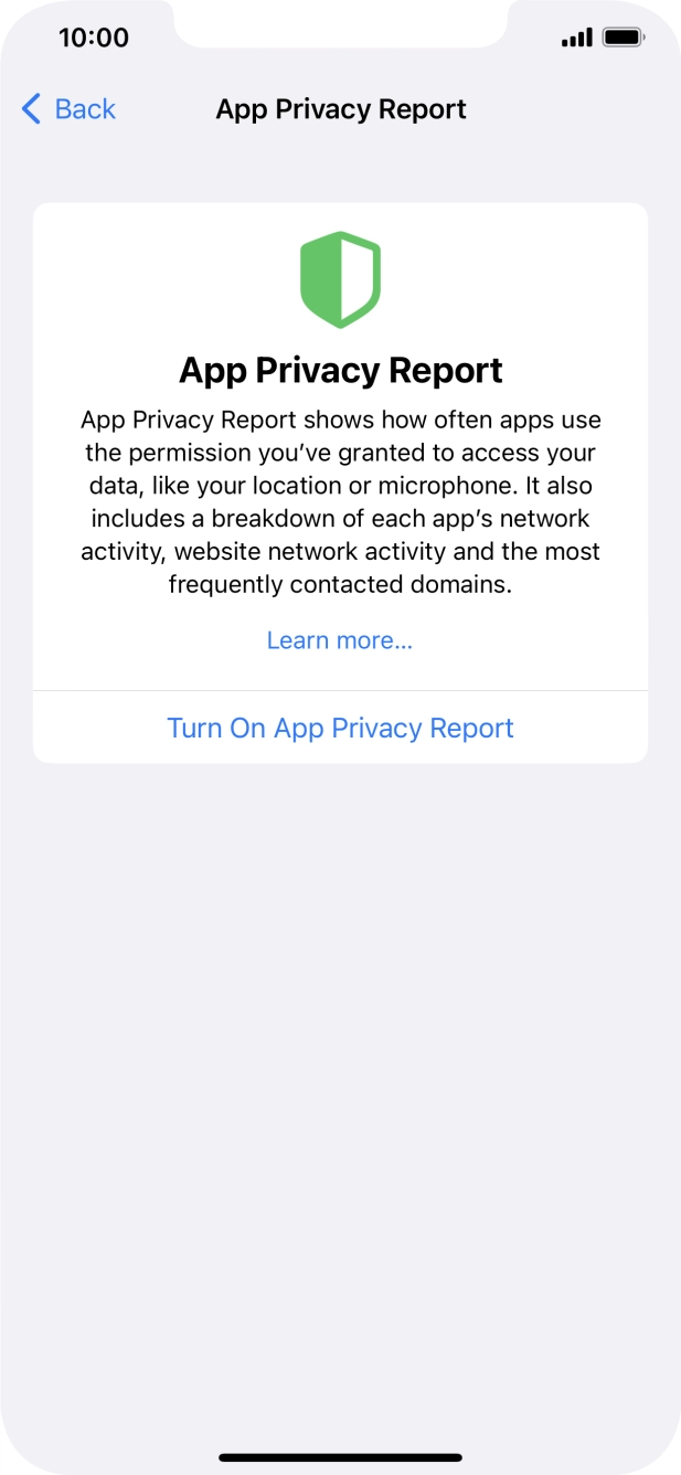 Press Turn On App Privacy Report to turn on the function.