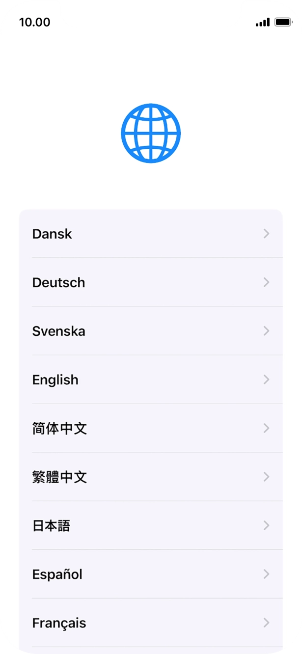 Press the required language.