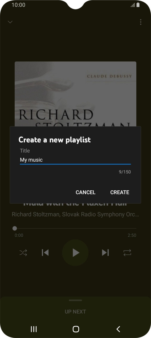 Key in a name for the playlist and press CREATE.