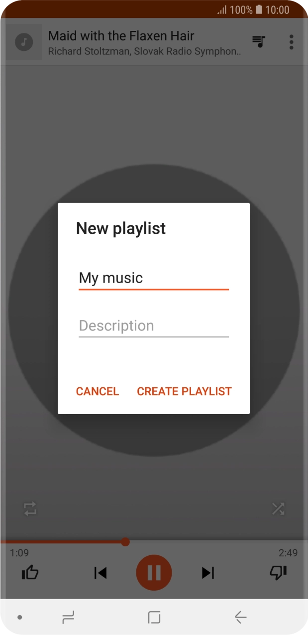 Key in a name for the playlist and press CREATE PLAYLIST.