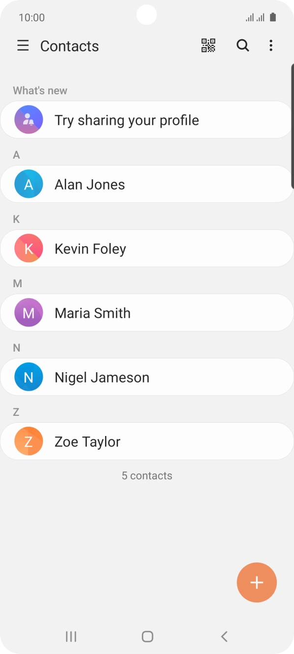 Press the required contact.