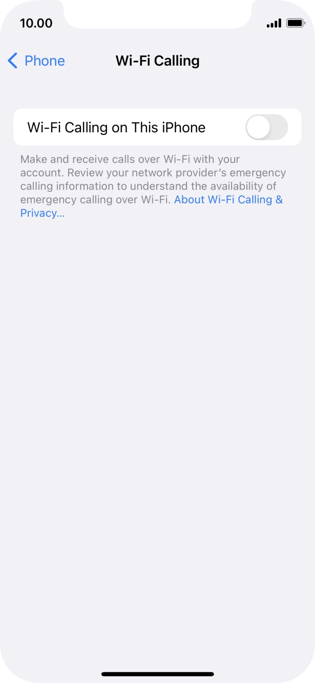 Press the indicator next to 'Wi-Fi Calling on This iPhone' to turn the function on or off.