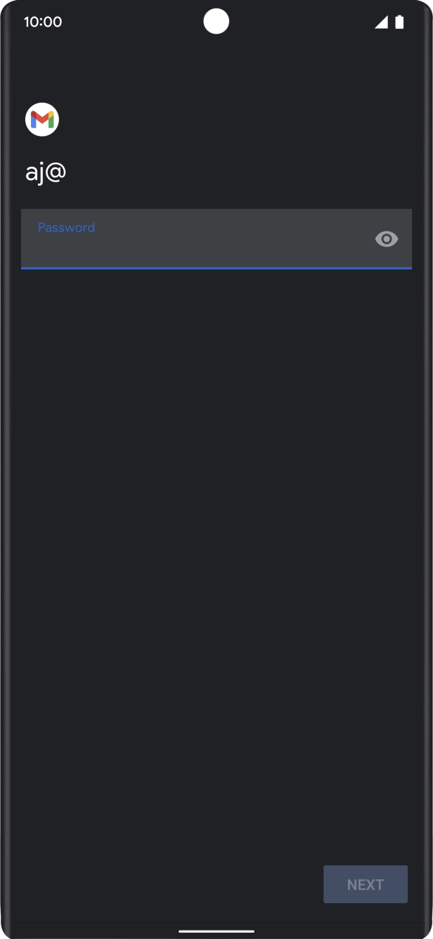 Press the field below 'Password' and key in the password for your email account. Press the field below 'Password' and key in the password for your email account.