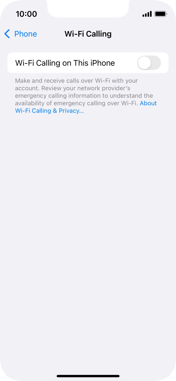 Press the indicator next to 'Wi-Fi Calling on This iPhone' to turn the function on or off.