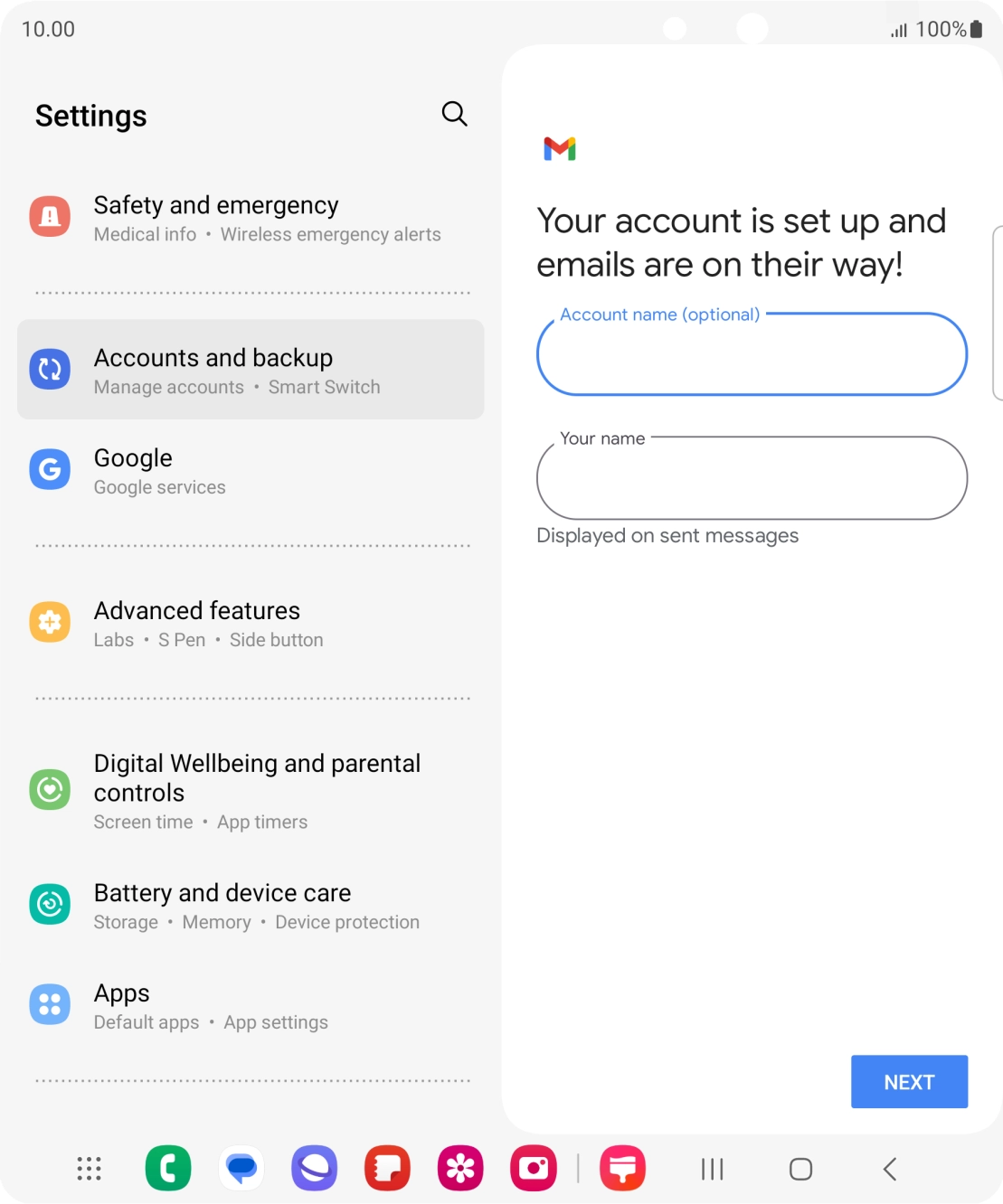 Press the field below 'Your name' and key in the required sender name. Press the field below 'Your name' and key in the required sender name.