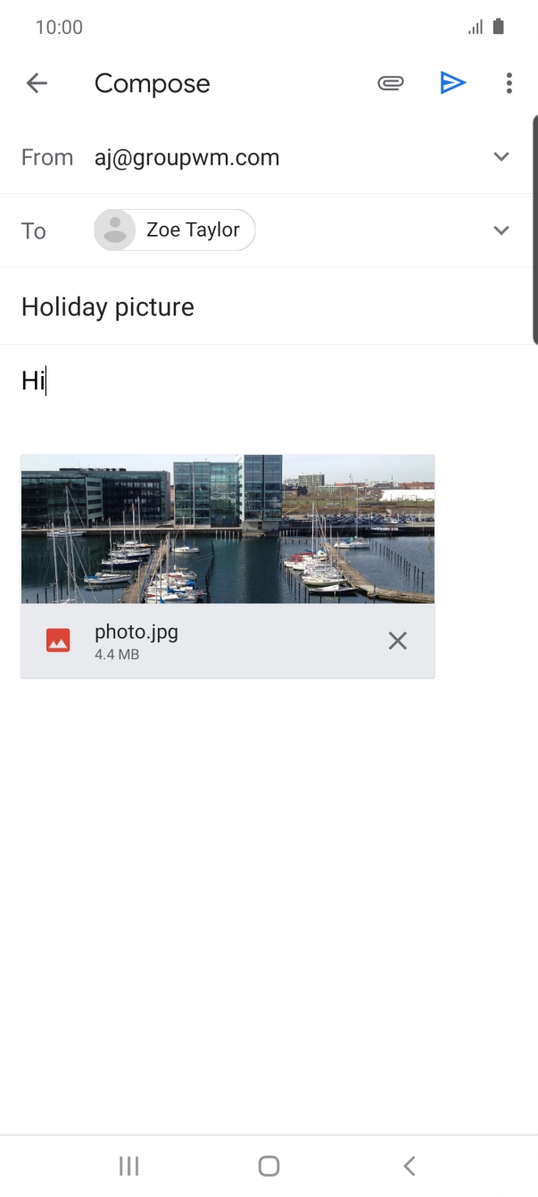 Press the send icon when you've finished your email.