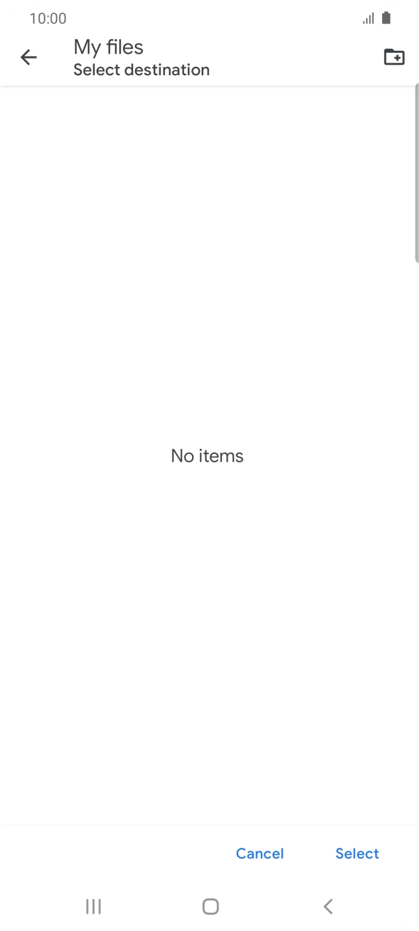 To create a new folder, press the new folder icon and follow the instructions on the screen to create a new folder.