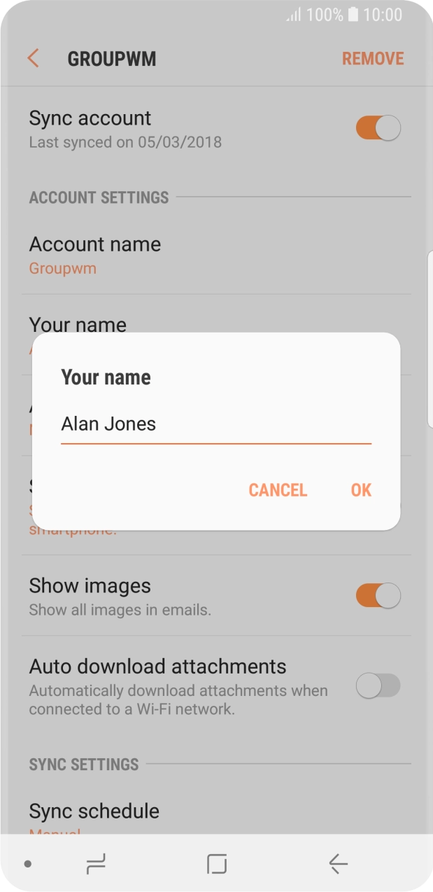 Key in the required sender name and press OK. Key in the required sender name and press OK.