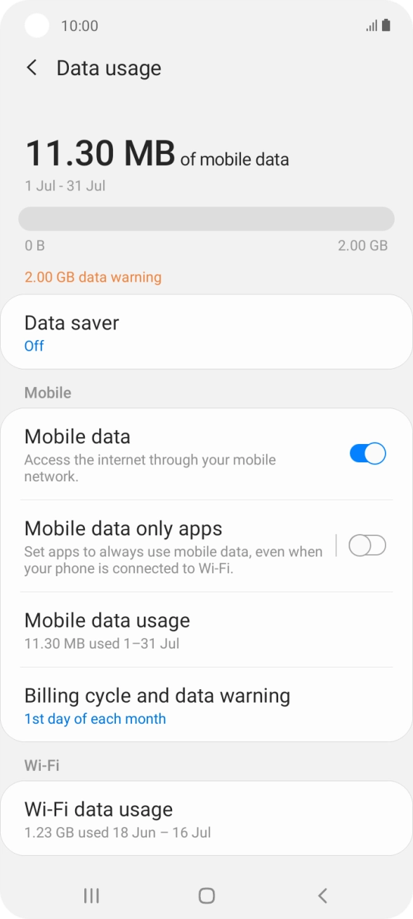 The total data usage is displayed.