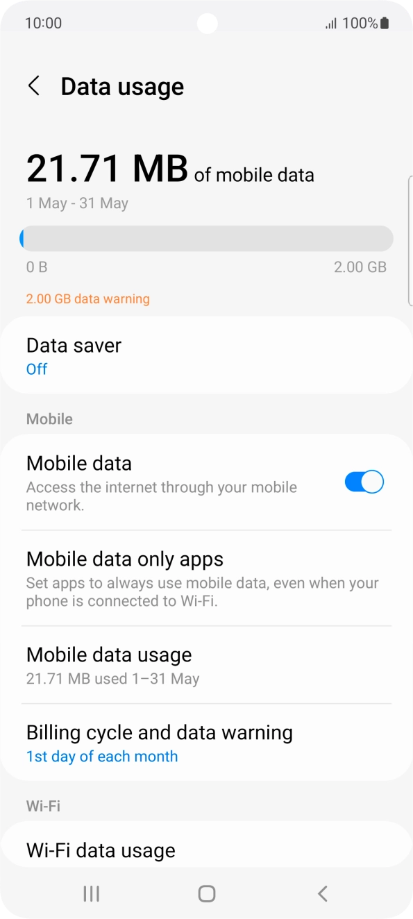 The total data usage is displayed.