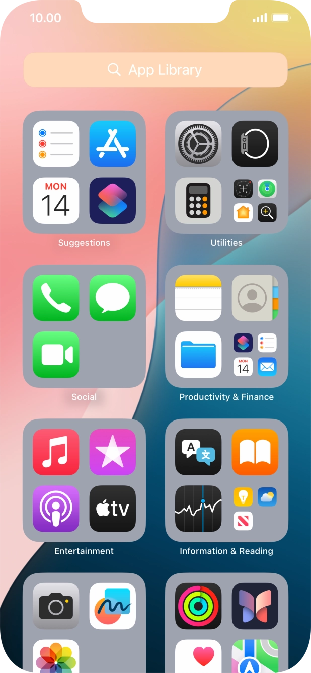 Press the required app. Press the required app.