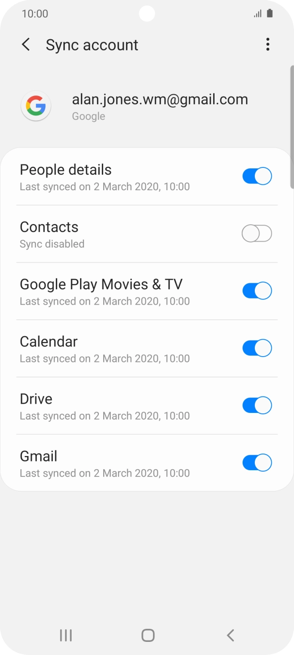 Press the indicator next to 'Contacts' to turn on the function.