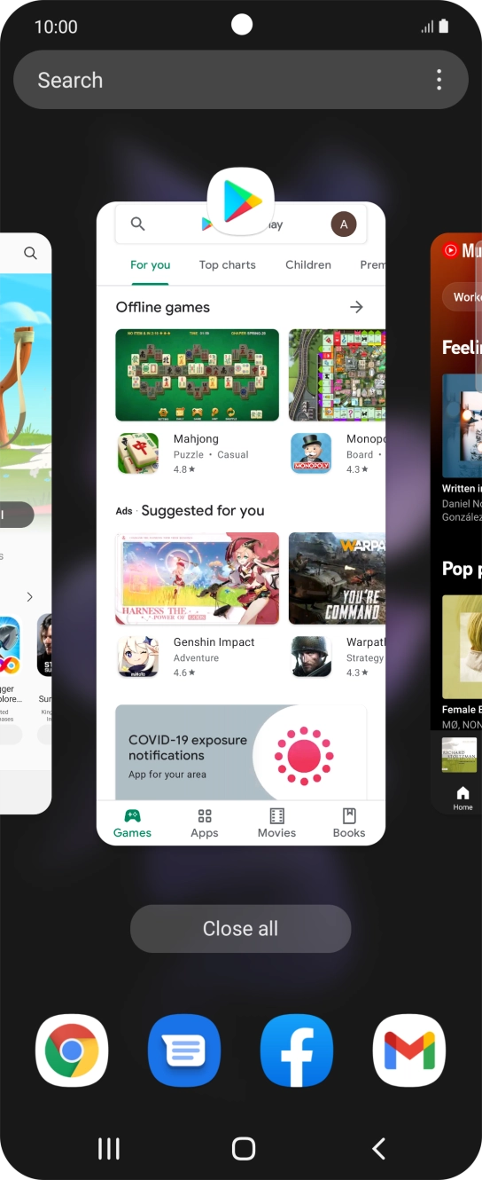 To end one running application, slide your finger upwards on the required application. To end one running application, slide your finger upwards on the required application.