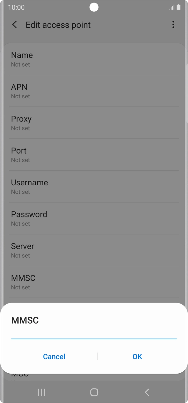 Key in http://mmsc.mms.o2.co.uk:8002 and press OK. Key in http://mmsc.mms.o2.co.uk:8002 and press OK.