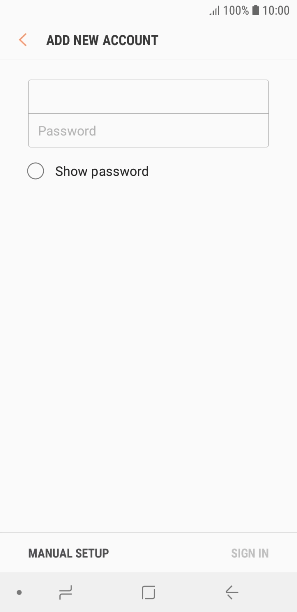Press Password and key in the password for your email account. Press Password and key in the password for your email account.