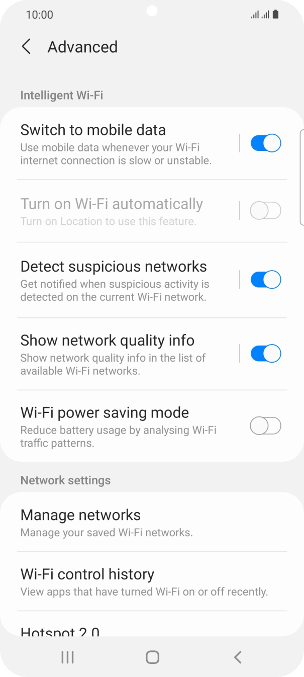 Press the indicator next to 'Switch to mobile data' to turn the function on or off.