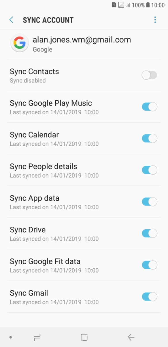 Press the indicator next to 'Sync Contacts' to turn on the function.