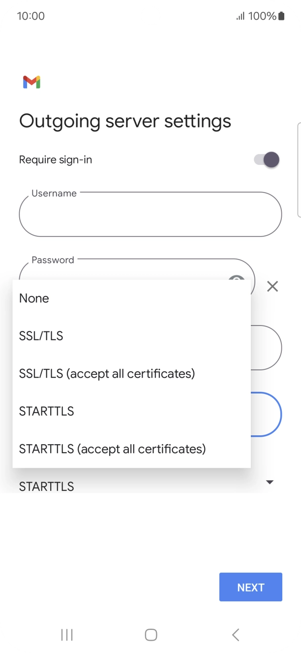 Press SSL/TLS. Press SSL/TLS.