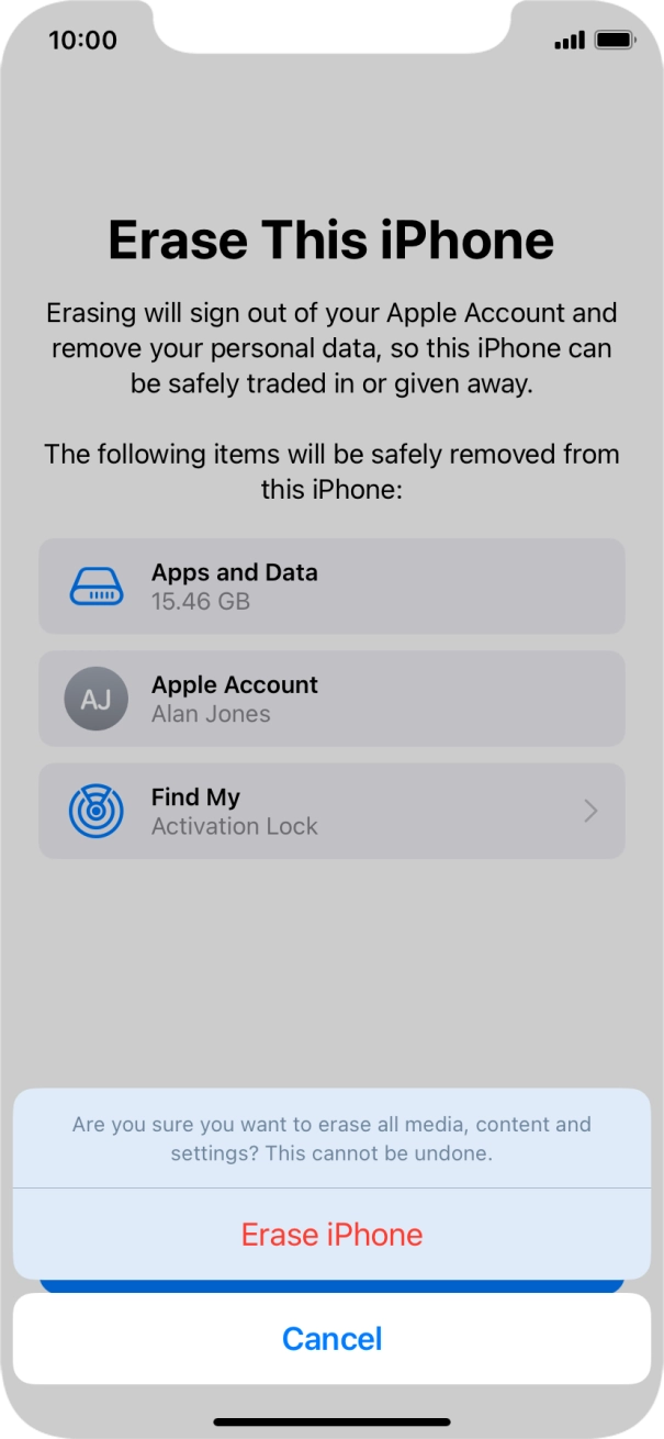 Press Erase iPhone.