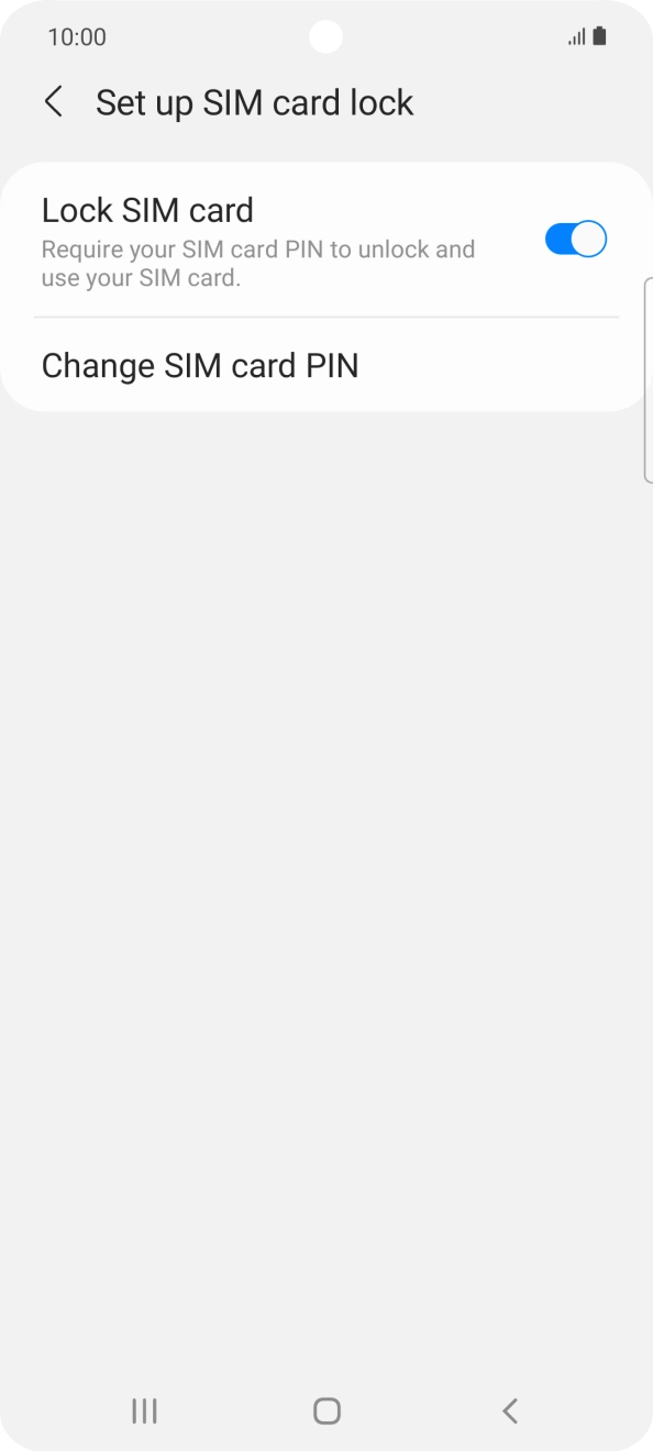 Press the indicator next to 'Lock SIM card' to turn the function on or off.