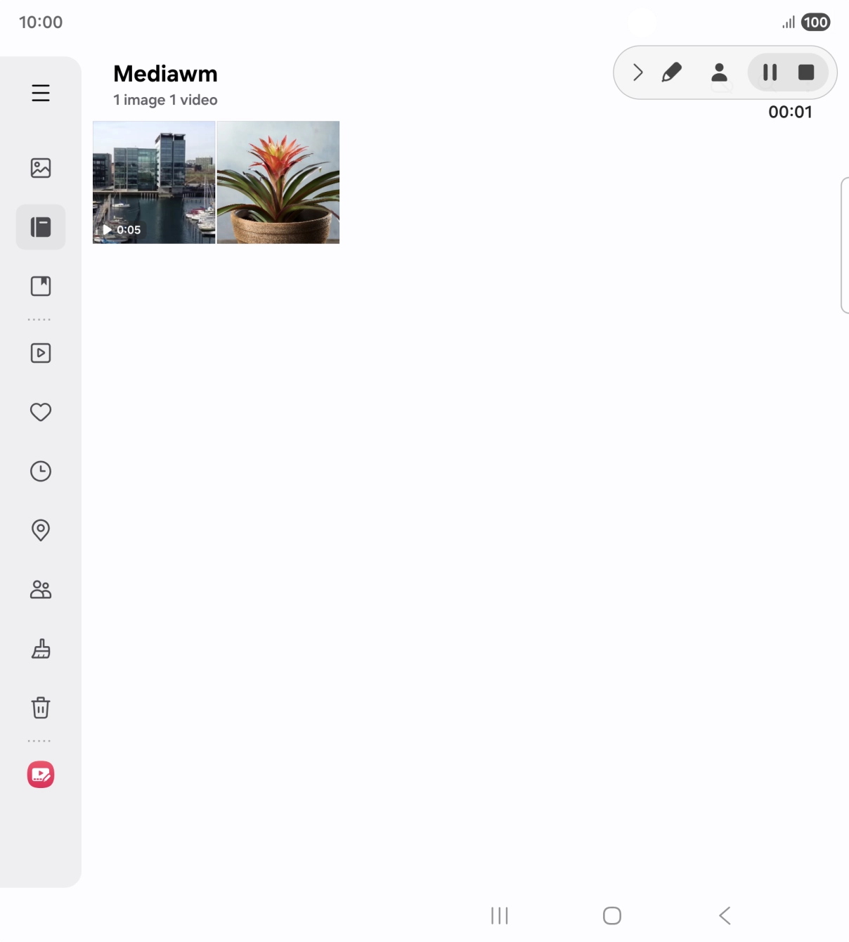 Press the stop icon to stop the recording.