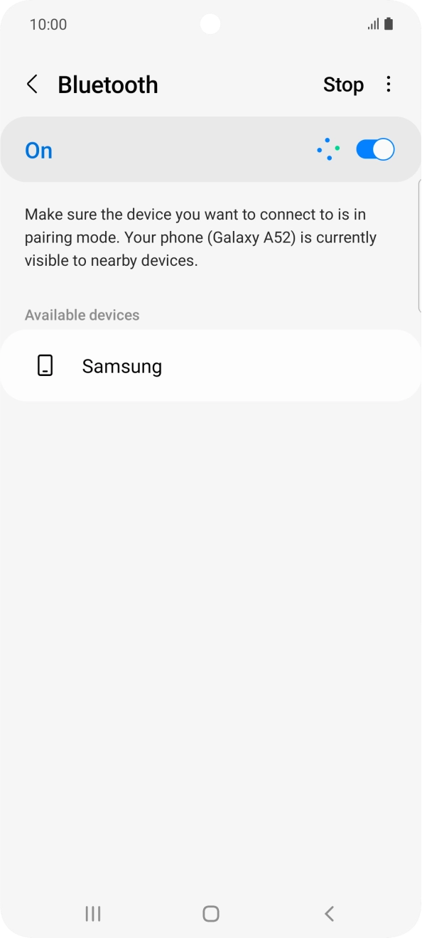 Press the required Bluetooth device and follow the instructions on the screen to pair the device with your phone.