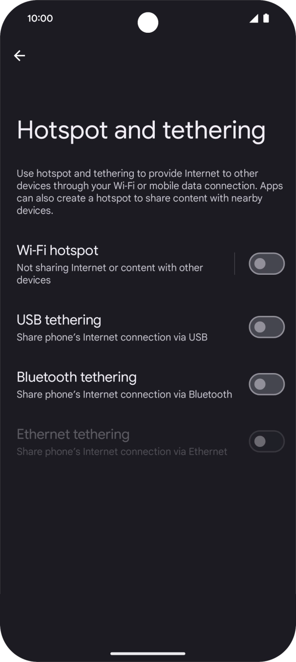 Press Wi-Fi hotspot. Press Wi-Fi hotspot.