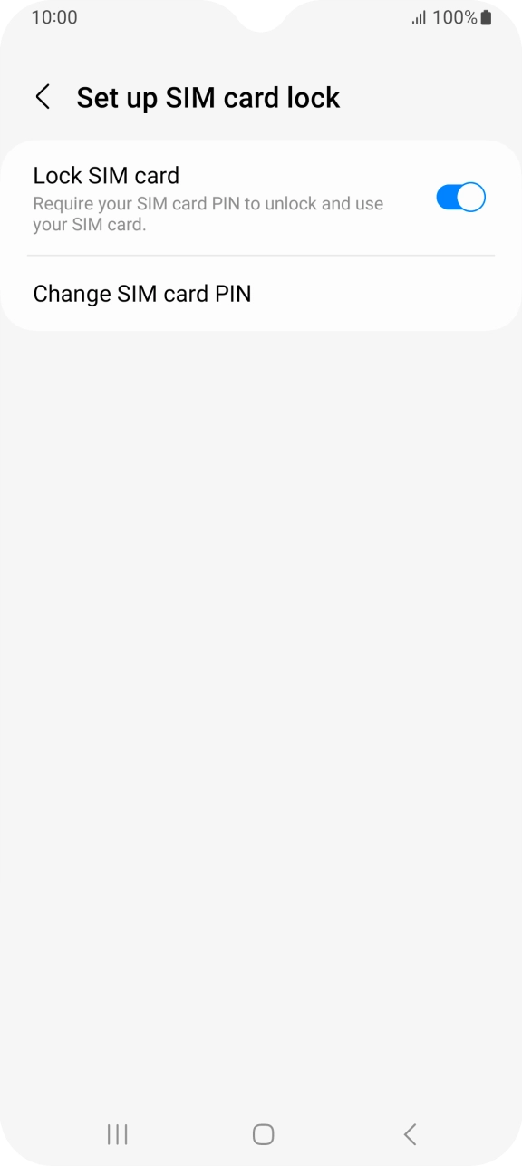 Press the indicator next to 'Lock SIM card' to turn the function on or off.