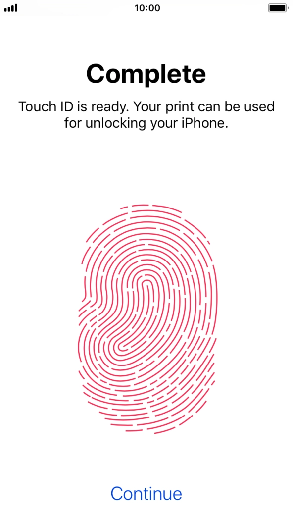 Press Continue. If you haven't previously selected a phone lock code, key in a code of your own choice twice.