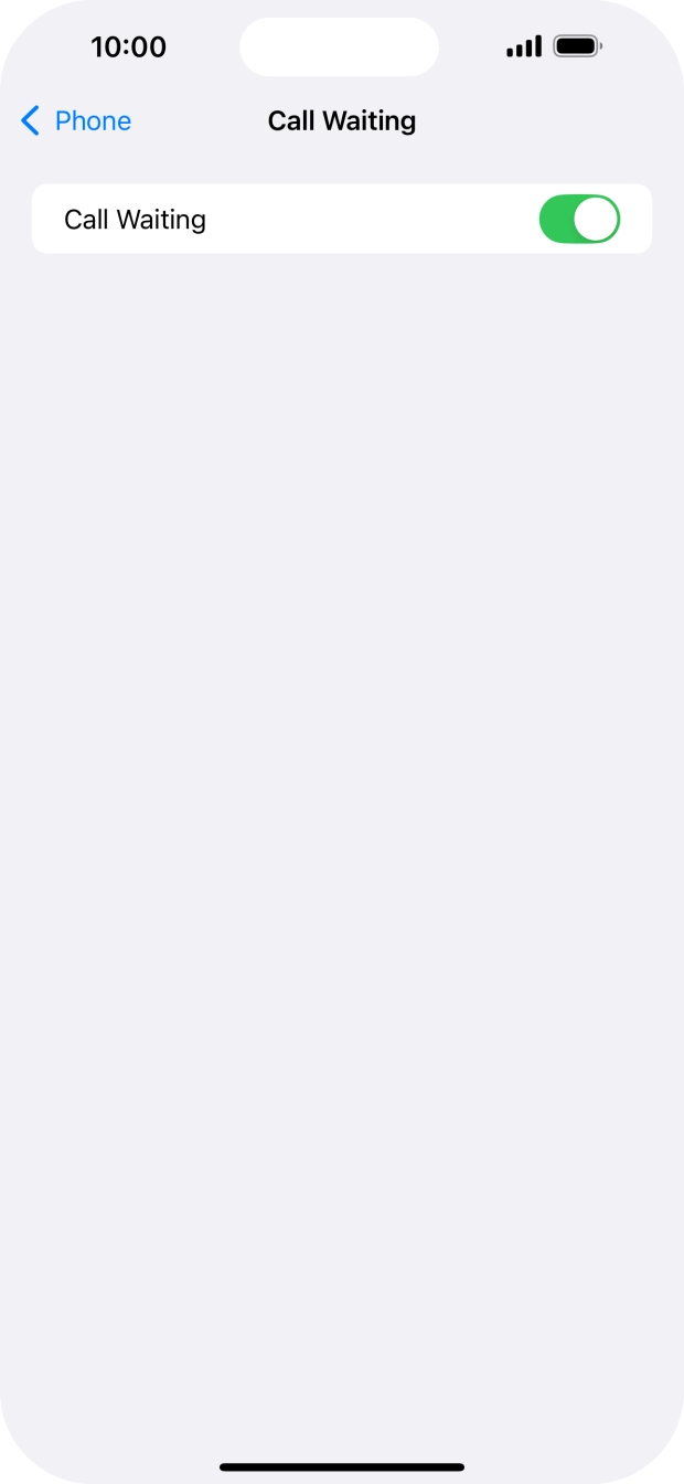 Press the indicator next to 'Call Waiting' to turn the function on or off.